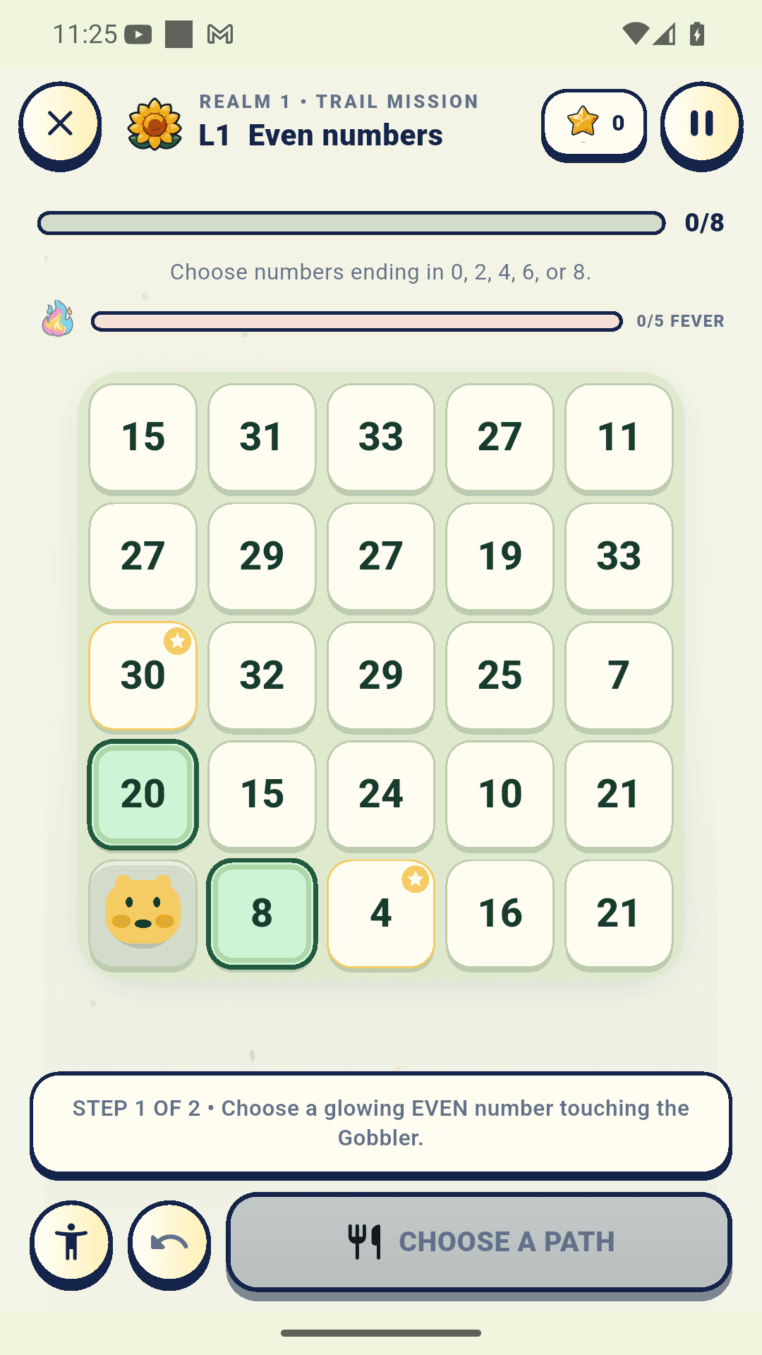 Math Gobbler — Plan a path through matching numbers